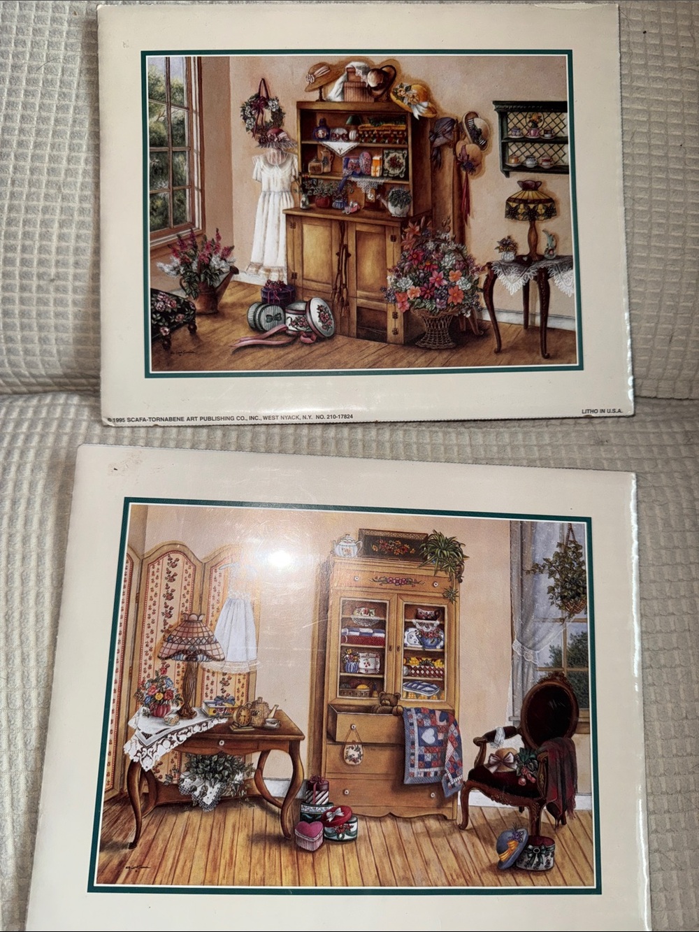 Vintage Country Cottage Wall Art Prints - Floral & Hutch Scenes 90’s